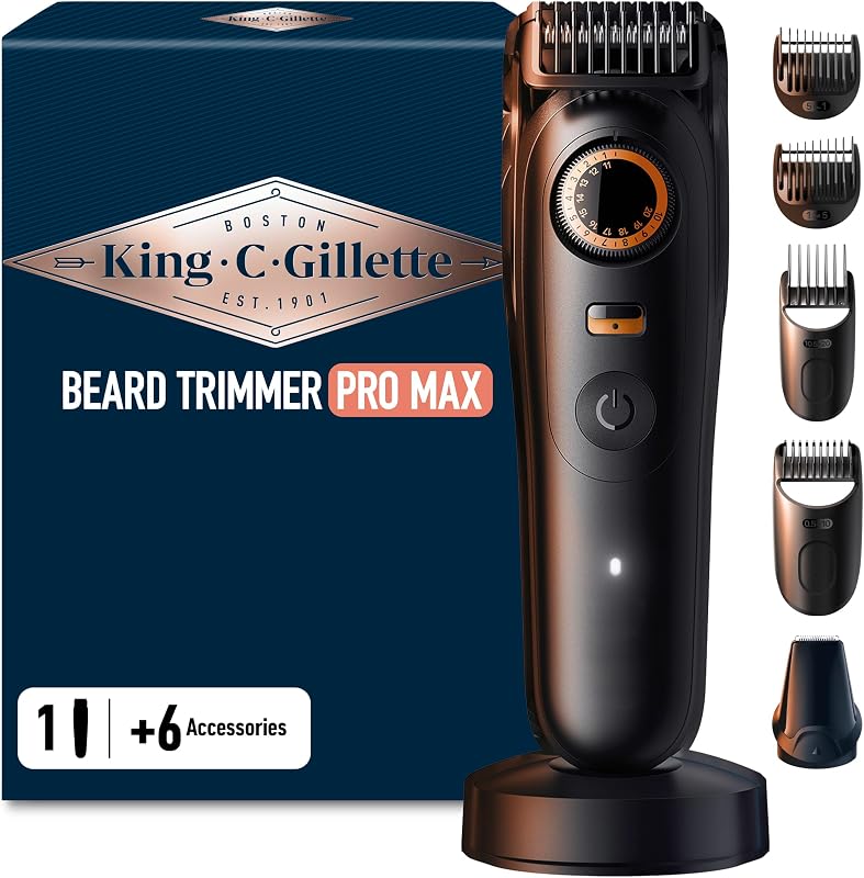 Aparador de barba masculino PRO MAX, aparador de cabelo 4 em 1 com 40 comprimentos, 6 acessórios, carregador e caixa, máquina sem fios com lâmina afiada ao longo da vida