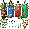 4 Piece Upside Down Strawberry & Tomato Planter - Hanging Grow Bags Kit - Strawberry Planter - Hanging Grow Bags