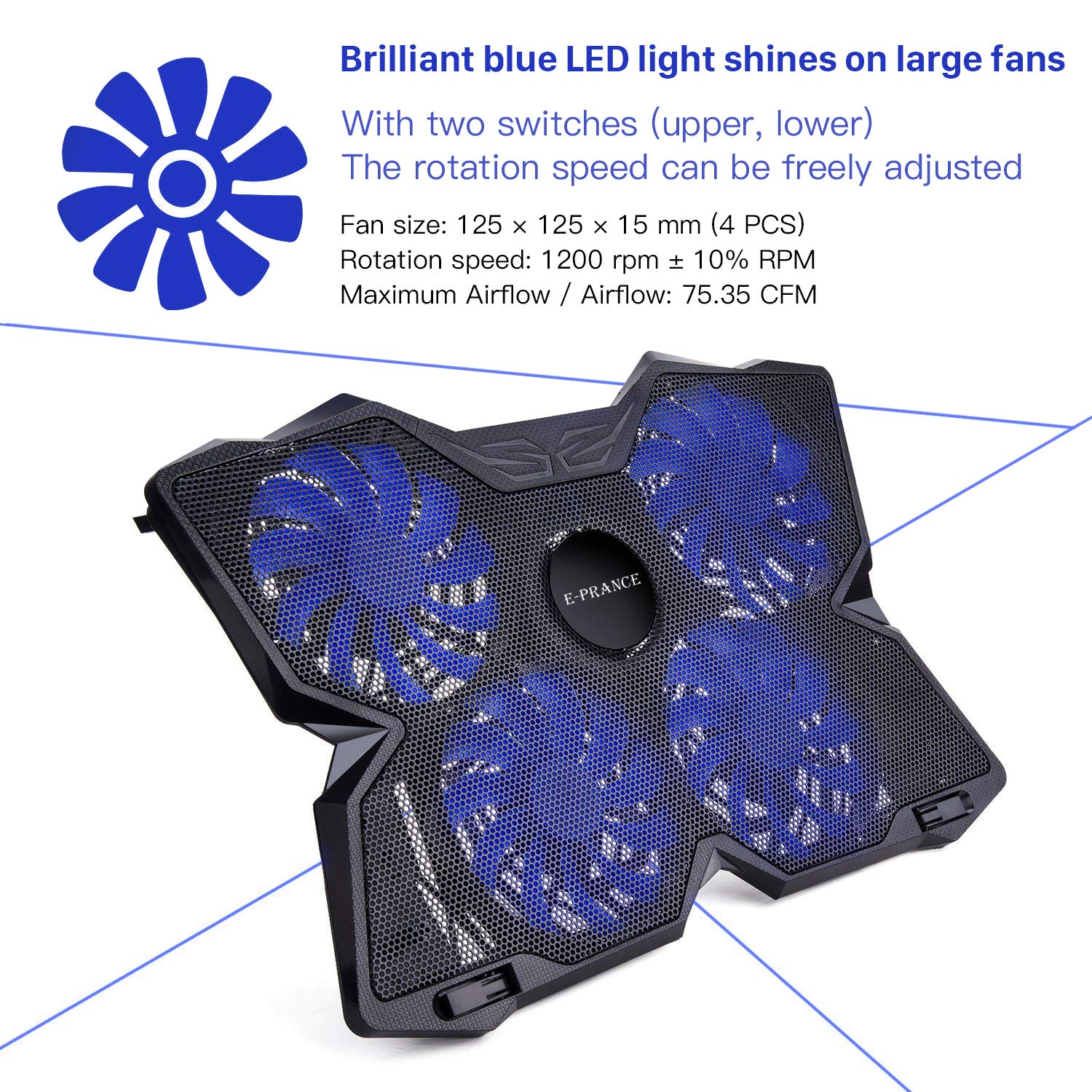 Laptop Accessories Light Weight And Whisper Quiet Ultra Portable E Prance Laptop Cooling Pad X5 15 17 Inch Gaming Laptop Usb Fan Cooler With 4 Fans At 10 Rpm Computers Accessories Belasidevelopers Co Ke