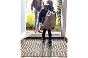 DEXI Front Door Mats for Entryway, Non Slip Washable Entry Doormat, Absorbent Resist Dirt Inside Floor Mat, Low-Profile Entrance Mat, 24"X36", Brown