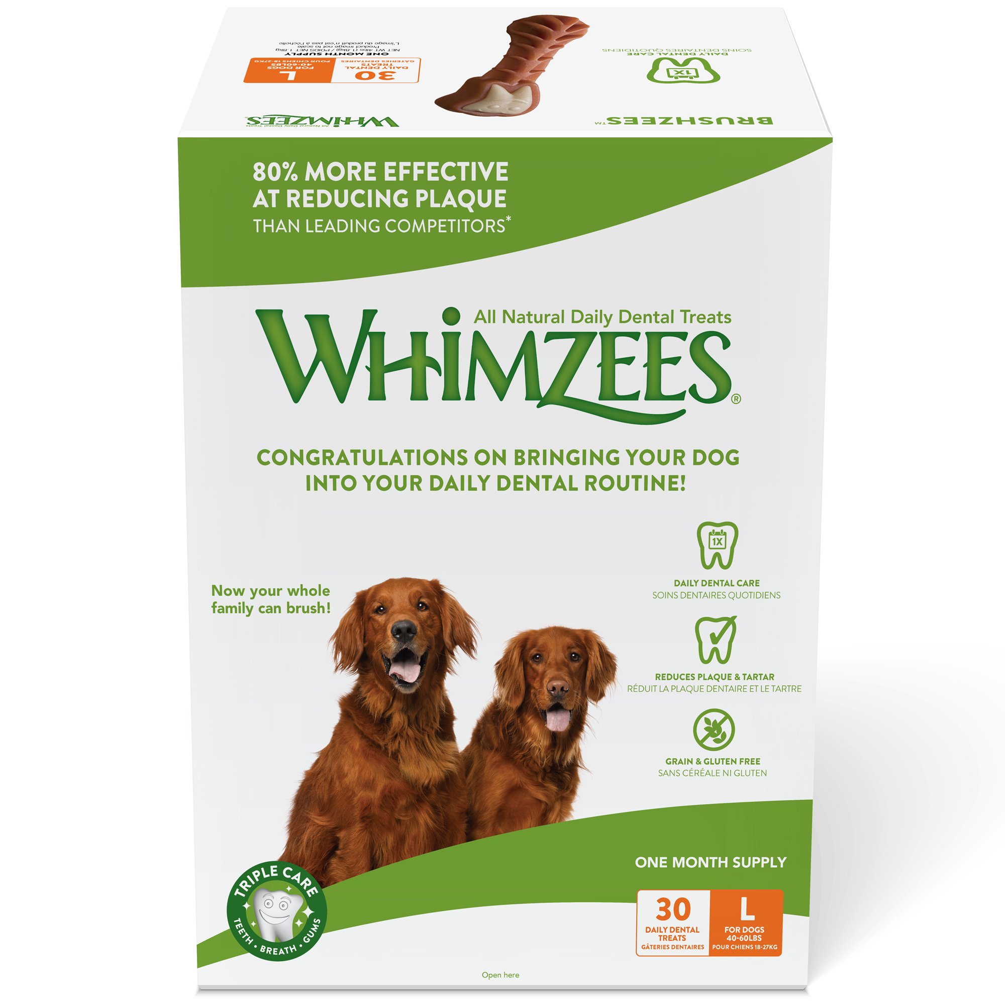 whimzees natural grain free dental dog treats