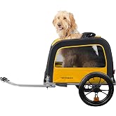 Retrospec Rover Waggin' Pet and Dog Bike Trailer with Weather-Resistant Canopy &amp; Mesh Shield - Foldable Frame, 16in Wheels with Storage Pouch &amp; Internal Safety Leash Supports up to 50 lbs