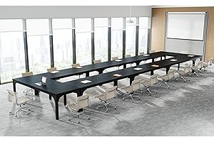 TRGGIVS Conference Table, Super Sturdy Large Rectangle Meeting Seminar Table, Long Business Tables, Black, 8Pcs