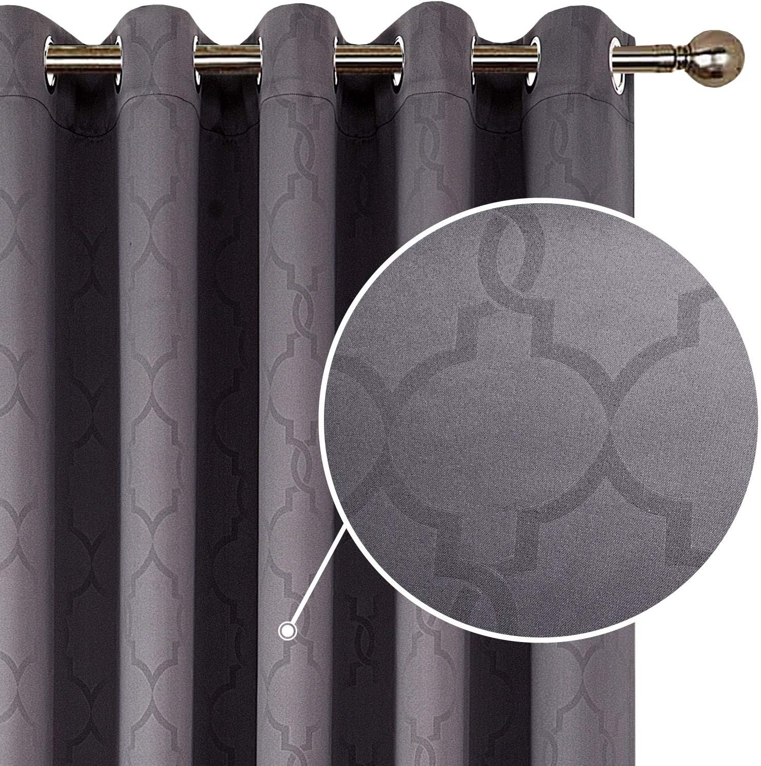 MOONLIGHT20015 Blackout Curtain Super Soft Embossed Grey Curtains for