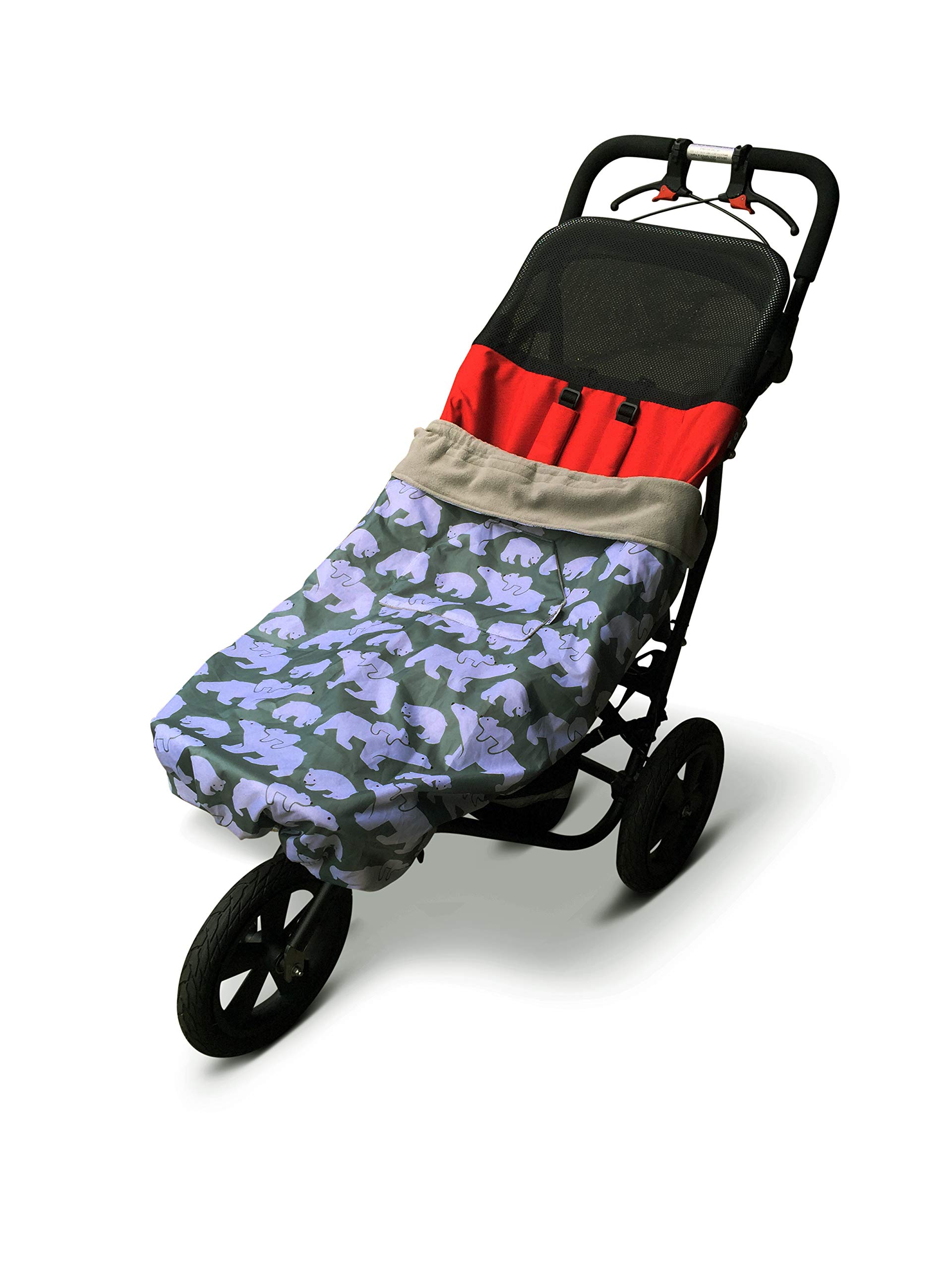 Bundlebean Children’s Wheelchair Cosy – Fleece‑Backed Waterproof Nylon, Front Hand-Warming Pouch, Adjustable Straps – Universal Fit for Wheelchair and Special Needs Buggy - Child Size (Polar Bears)