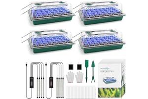 BlumWay Seed Starter Tray with Grow Light,4 Pack 160 Cells Seedling Tray with Humidity Dome/Indoor Grow Kit for Deep-Rooted Seedlings,Adjustable/Timed Light Plant Starter Set