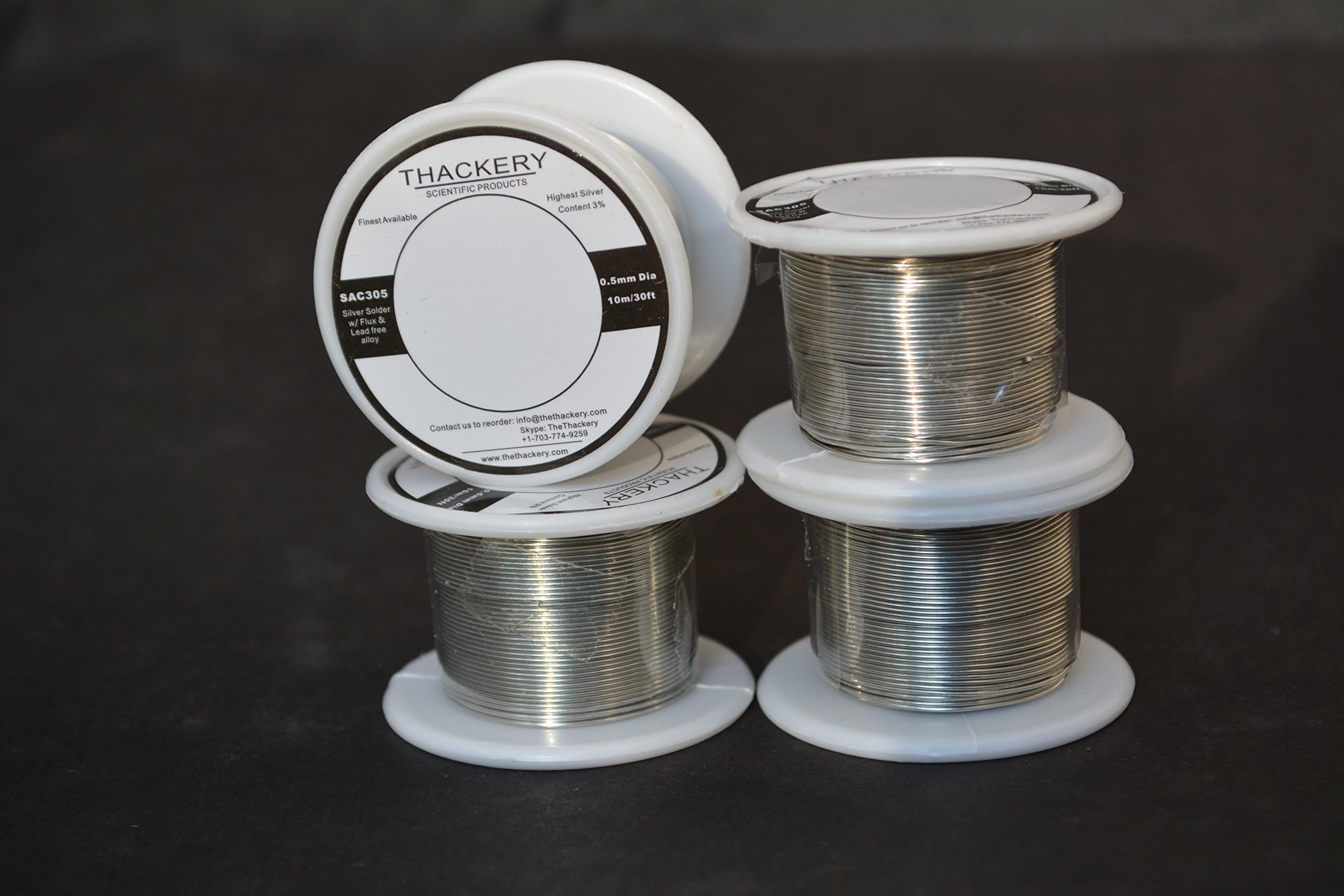 Thackery Silver Flux Core Solder Wire - SAC305 - available in 1mm and .8mm thickness - sold by the foot/meter (10m/30ft x .5mm Thickness)