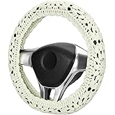 Crochet Steering Wheel Cover Set,Cute Car Steering Wheel Cover Boho 14-15in,Handmade Sunflower Granny Square Pattern,Women Car Accessories (A Wheel Cover)