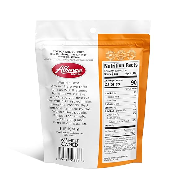 ALBANESE WORLD’S BEST, COTTONTAIL GUMMIES, 7OZ BAG OF EASTER CANDY