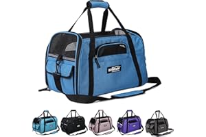 EliteField Soft Sided Pet Carrier (3 Year Warranty, Airline Approved), Multiple Sizes and Colors Available (17" L x 9" W x 12" H, Sapphire Blue)
