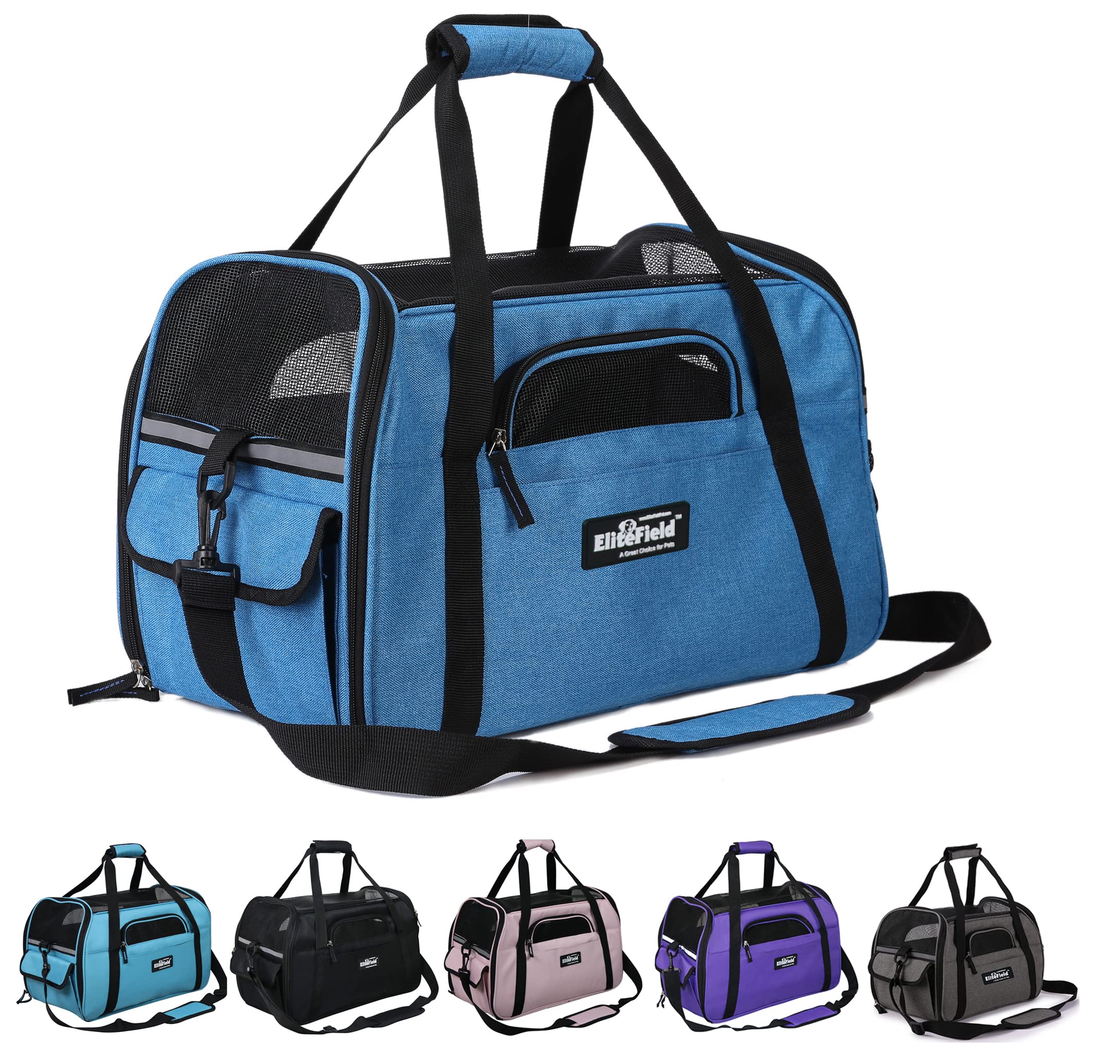 Pet Carrier EliteField Soft Sided (3 Year Warranty Airline Approved) Multiple Sizes Colors Available