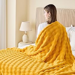NEWCOSPLAY Throw Blanket for Couch Mustard Yellow