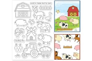 PH PandaHall Decorative Clear Stamps Plastic Stamps Farm Animal Silicone Stamp Film Frame Transparent Seal Stamps for Gift Photo Album Card Scrapbook Postcard Decoration