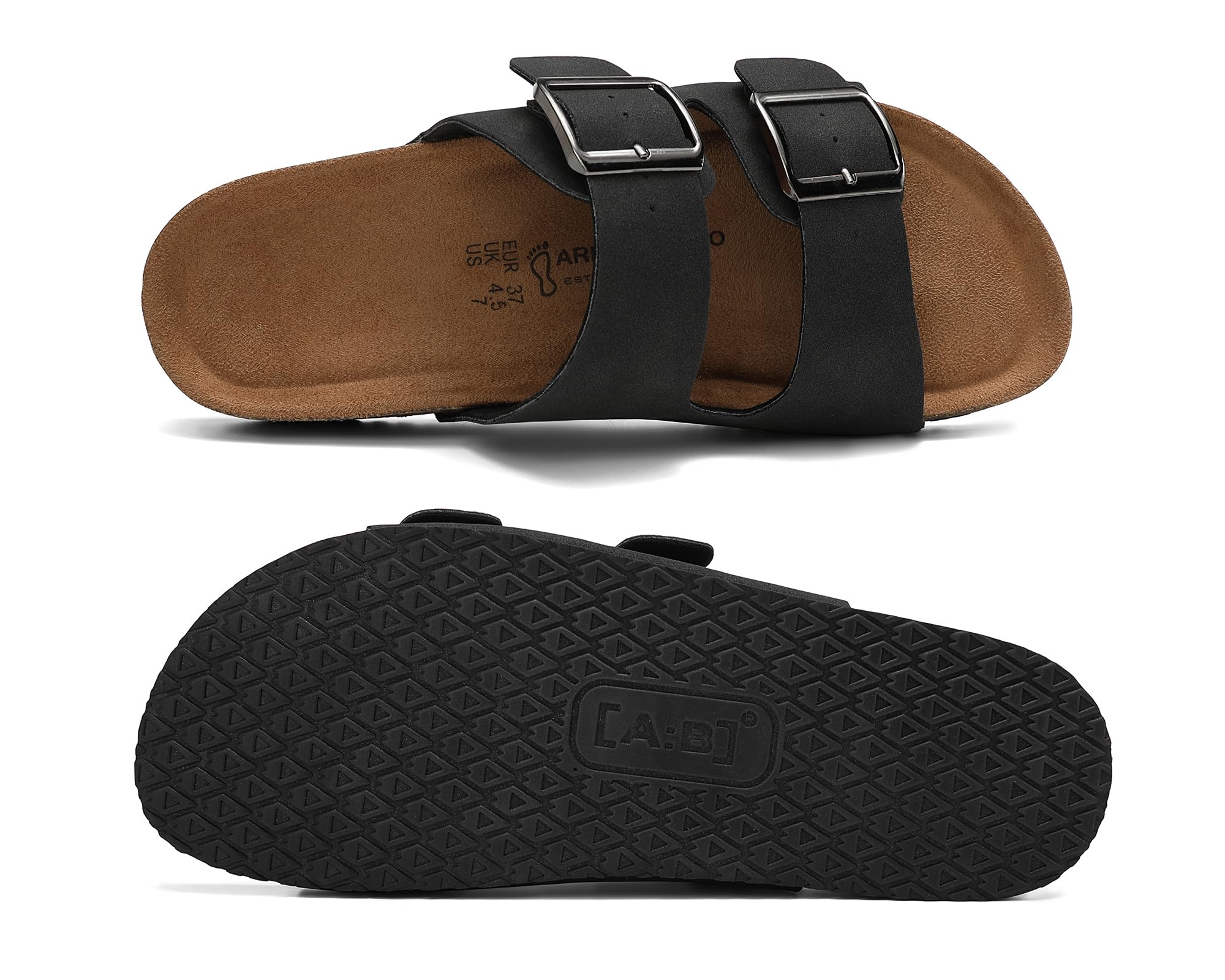 ARRIGO BELLO Pantoletten Damen Sandalen Verstellbare Rieme Badelatschen Rutschfestet Hausschuhe Indoor Outdoor Größe 36-41(Schwarz,39) 4