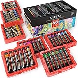 ARTEZA Gouache Paint, 60 Colors, 12ml, 0.4 US fl oz Tubes, Water-Based Paint for Canvas and Paper, Art Supplies for Professio