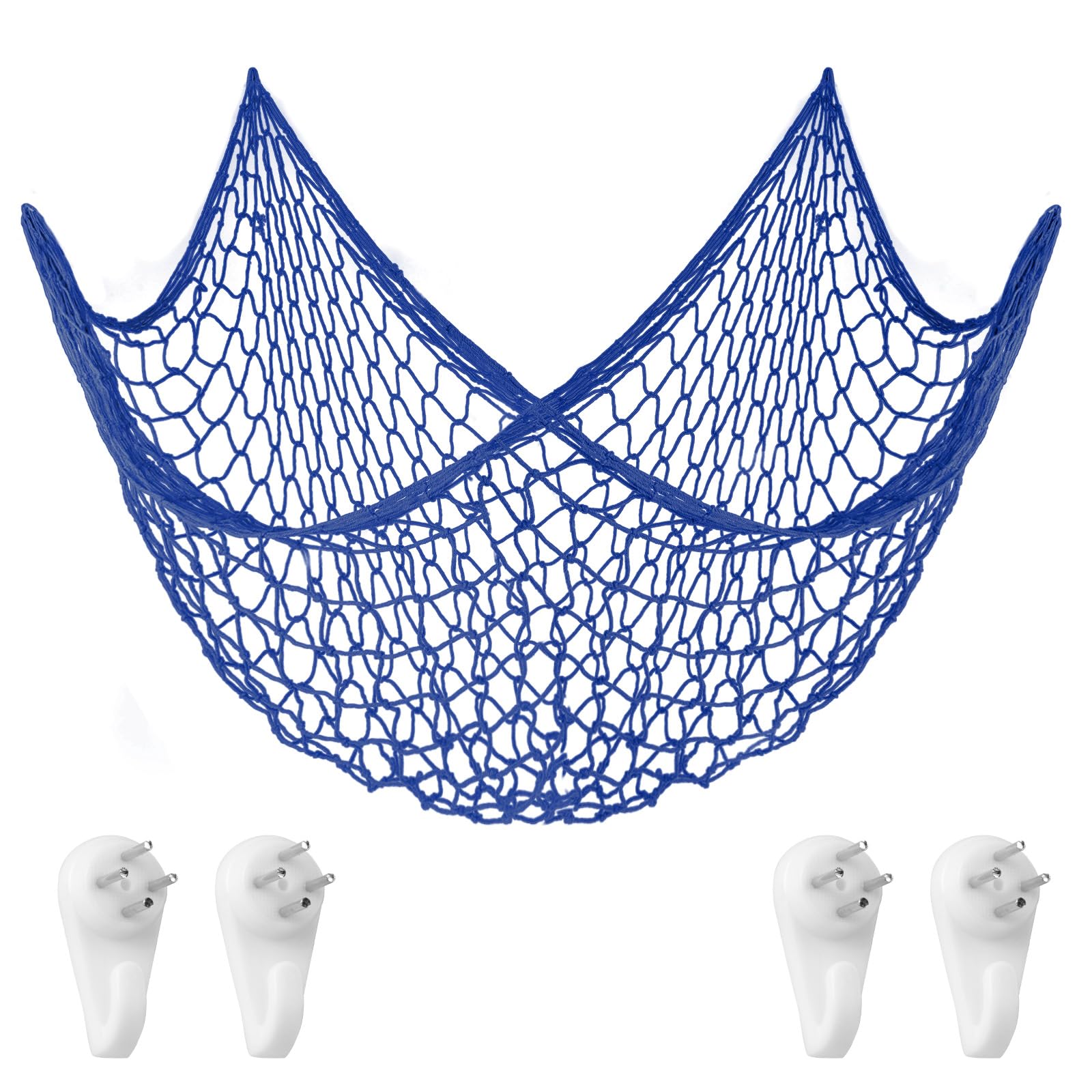 Aolso Fishing Net Decoration, 6.5 X 3.3Ft Nautical Wall Hanging Fish Net, Blue Fishing Net Beach Theme Decor for Party Home, Mediterranean Style Photo Netting
