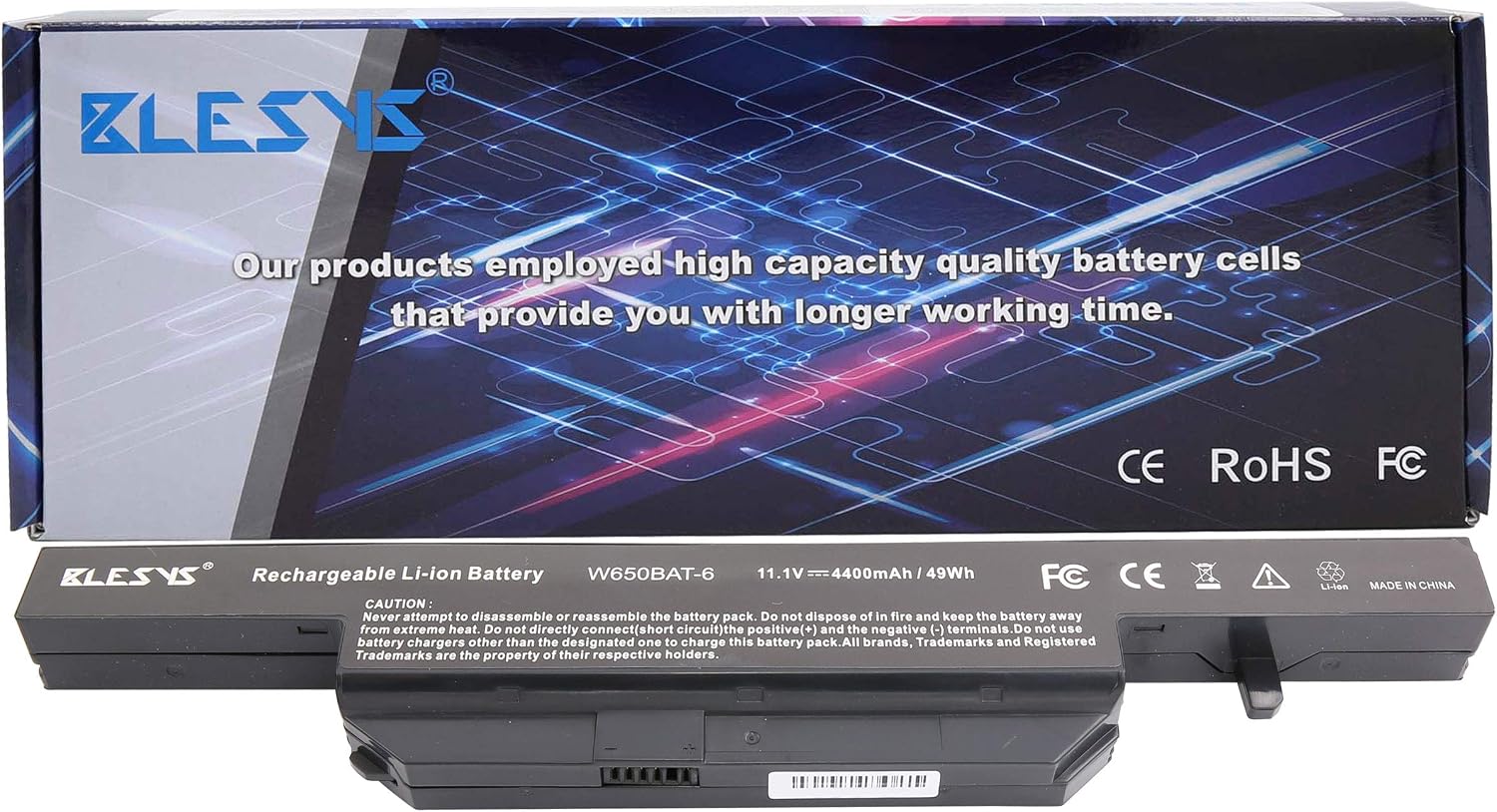 BLESYS Battery W650BAT-6 6-87-W650-4E42 6-87-W650S-4D4A3 Compatible with Laptop Battery Clevo W650 W650S W650SC W650SH W650SJ W650SR W650SZ W670SJQ; Hasee K610C K650D K570N K710C K590C K750D