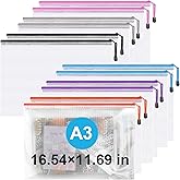 Krvyrn 12 Pack A3 Mesh Zipper Pouch Bags, Waterproof Zipper Pouches for Puzzle Storage, Board Game Storage, Travel, Office and Home Organize