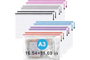 Krvyrn Zipper Pouch,Puzzle Bag,A3 Size Extra Large Zipper Bags,12pcs Waterproof Zipper Pouches for Puzzle Board Game Storage,for Travel,Office and Home Organize.