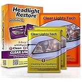 Clear Lights Tech Headlight Restoration Kit - Headlight Cleaner 3-Wipe System Restores Clarity, Removes Yellowing & Oxidation