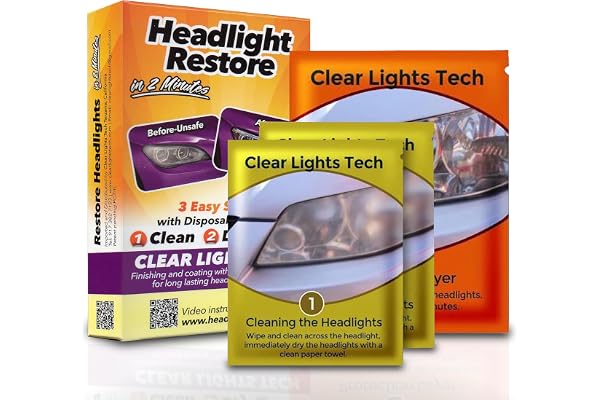 Headlight Restoration Kit for Cars – 3-Wipe System Restores Headlights in Minutes (No Sanding) | Removes Oxidation & Yellowin