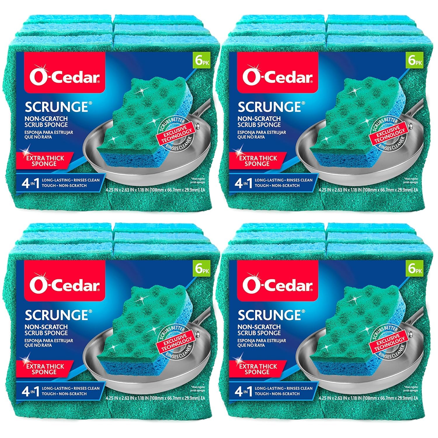 O-Cedar Multi-Use Scrunge Scrub Sponge 6 Count (Pack of 4) Image