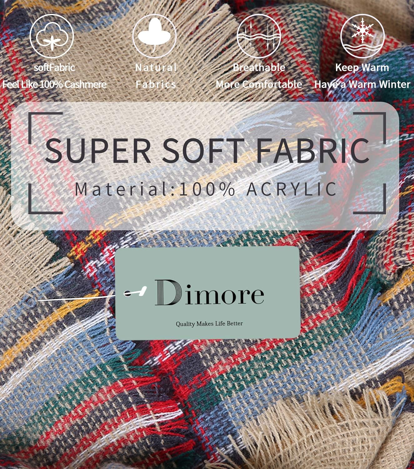 Plaid Blanket Scarf Women Big Square Long Scarves Warm Tartan Checked Shaw at  Women’s Clothing store