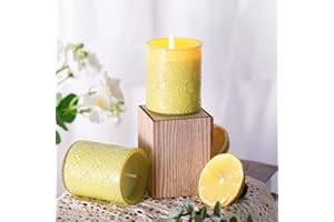 LETINE 6 oz Lemon Soy Wax Candle Gift Set (Pack of 2) - All-Natural Organic Small Candles for Women, 24H Burn Time Each, Aromatherapy Gifts for Mom & Girls, Refreshing Citrus Scent