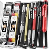 Nicpro 11 Pack Carpenter Pencil Set with Sharpener and Refills 2.0/2.8mm
