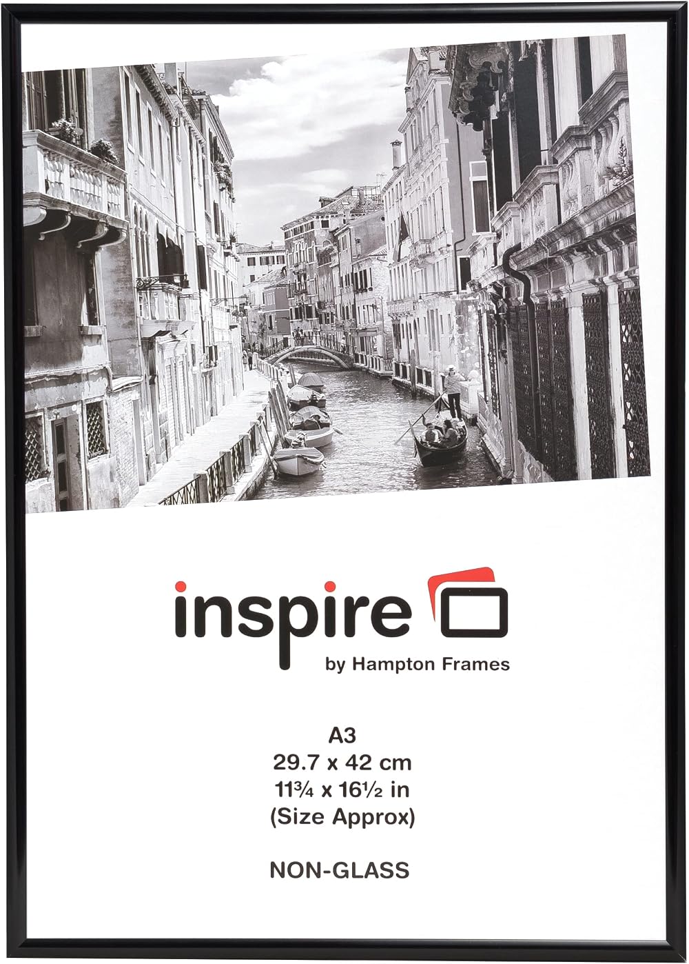Hampton Frames A3 Poster Frame Black 42x30cm Acrylic Front Lightweight