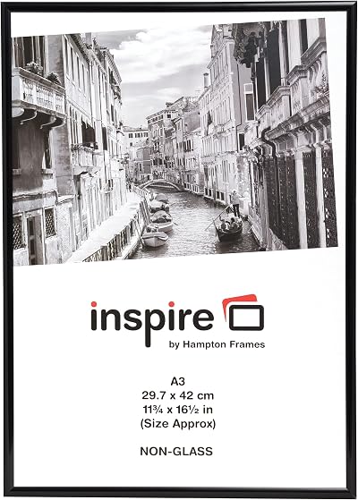 Hampton Frames A3 Poster Frame Black 42x30cm Acrylic Front Lightweight