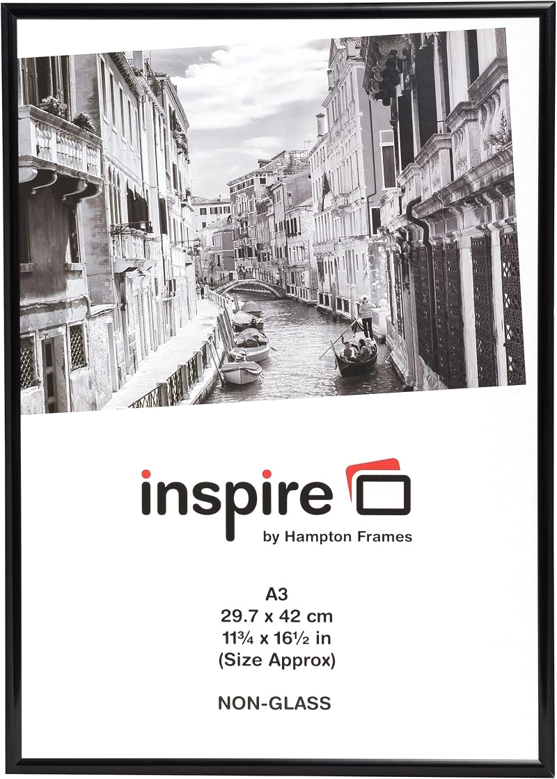 Hampton Frames A3 Poster Frame Black 42x30cm Acrylic Front Lightweight