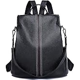 Wesccimo Genuine Leather Backpack Purse For Women Black Antitheft Real Soft Leather Fashion Daypack Shoulder Bag
