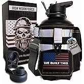 Iron Infidel Workforce Water Bottle - 64 oz Insulated Stainless Steel | Half Gallon Vacuum Water Jug | Paracord Handle, Removable Sleeve | Large Thermal Flask | Hiking, Camping, Workouts (Black)