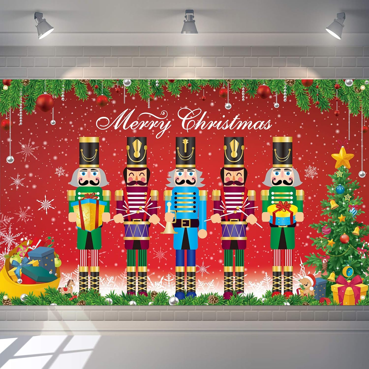 Nutcrackers - Tatuo Nutcracker Christmas Backdrop Banner Xmas Large Soldier Model Nutcracker Photo Booth Background Christmas Party Decorations for Winter New Year Eve Birthday Party Supplies