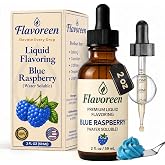 Flavoreen Blue Raspberry Extract &ndash; Highly Concentrated Liquid Flavoring - Water Soluble - for Drinks, Candy Making, Baking, Icing &amp; Sodas &ndash; Premium Blue Raspberry Fruit Flavor &ndash; Made in USA (Amber Glass Dropper Bottle)