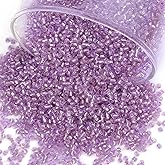 Gacuyi 10100Pcs 2mm Glass Seed Beads Bulk, 12/0 Light Purple Seed Beads Mini Small Pony Bead for Bracelet Waist Earring Necklace Jewelry Making