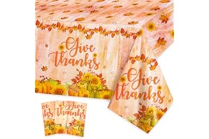 HOWAF 3pcs Thanksgiving Party Tablecloth,Give Thanks Table Cover for Autumn Harvest Party Holiday Dining Home Decor, Pumpkin Sunflower Retangular Table Decoration