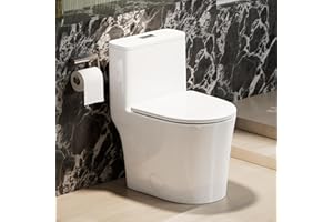 CANEST Compact One Piece Toilet for Bathrooms, Round Small Toilet with Siphon Dual Flush and MAP 1000g, Quiet Soft Close Seat, Space Saving, Standard 12" Rough-In, Easy Clean Ceramic Short Bowl