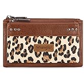 Montana West X Wrangler Brown Wallet Women Double Zipper Pocket Wallet with Rfid Blocking Large Phone Western Women's Wallets Card Cases & Money Organizers