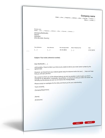 Verspätete lieferung musterbrief