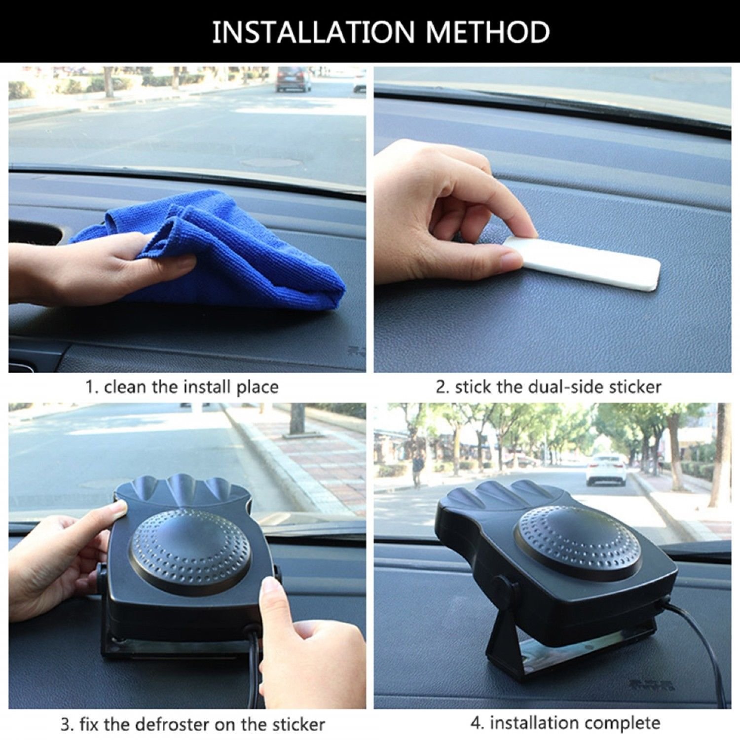 Portable Car Heater Fan, ixaer Car Vehicle Heating Cooling Fan 30 Seconds Fast Heating Quickly Defrosts Defogger 12V 150W Auto Ceramic Heater Cooling Fan 3-Outlet - Winter Auto Windscreen Heater Fan