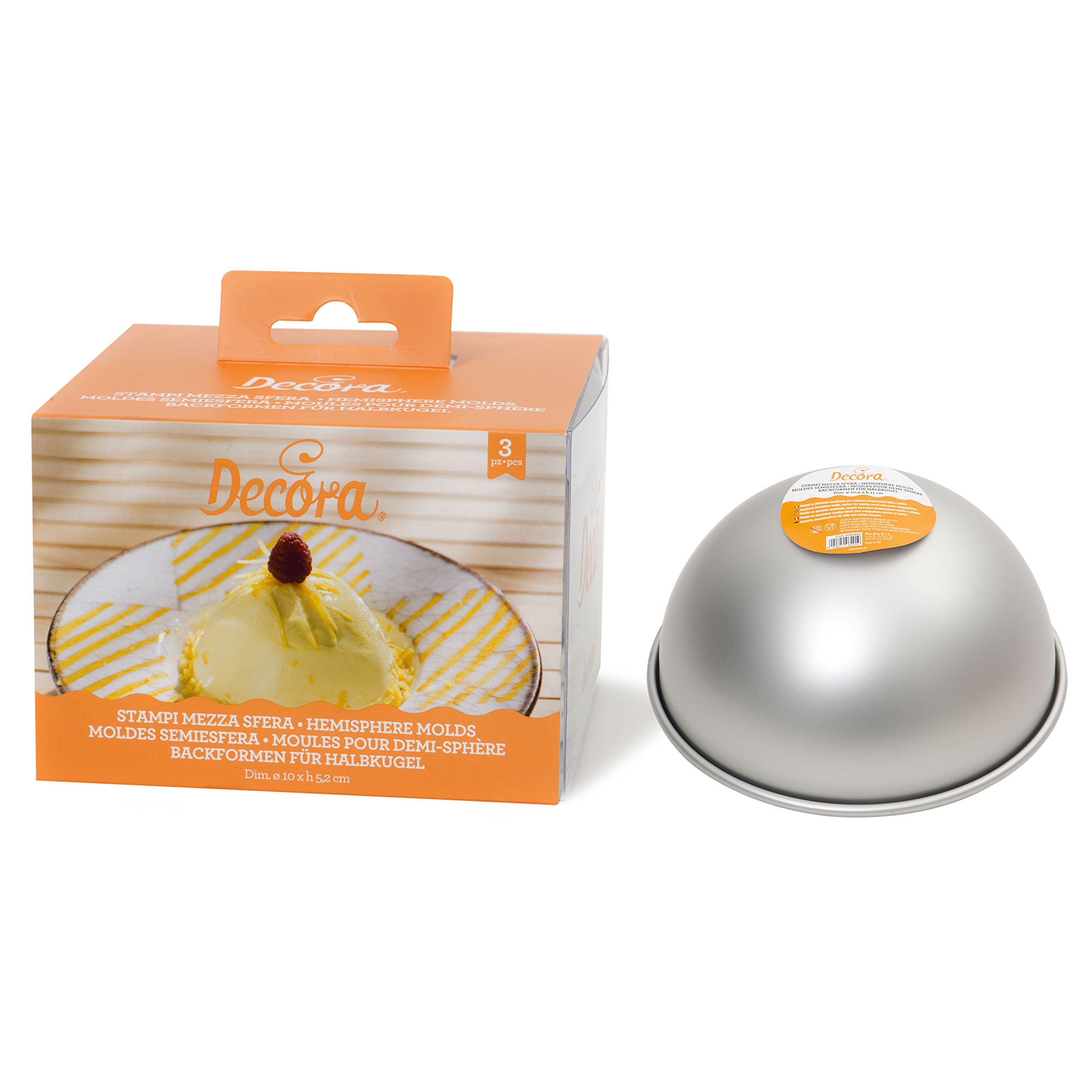 DECORA 3 Anodized Aluminum Hemisphere Cake PAN Ø 10 X H 5,2 cm, Alluminio Anodizzato, Silver