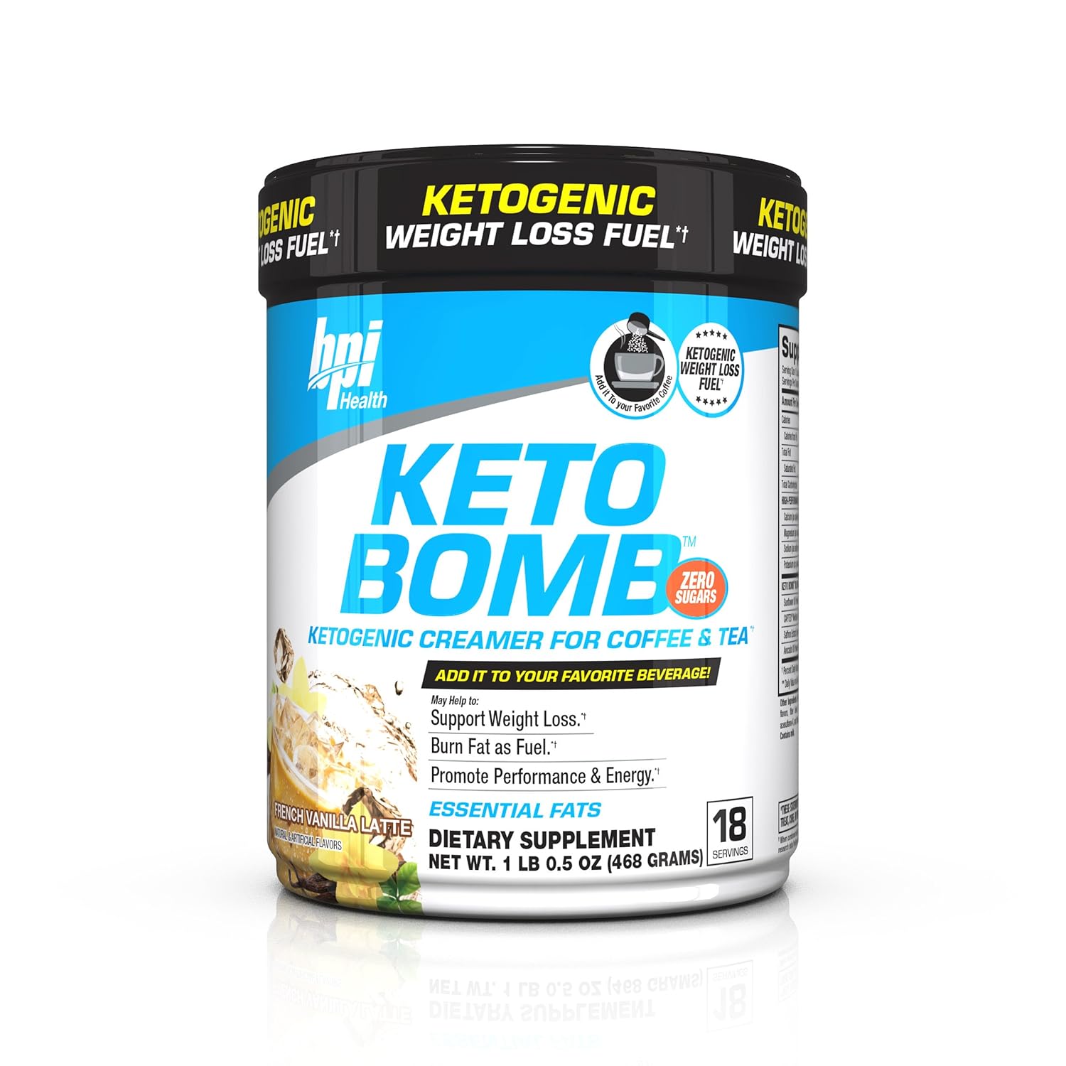 BPI Sports Keto Bomb Ketogenic Creamer for Coffee and Tea