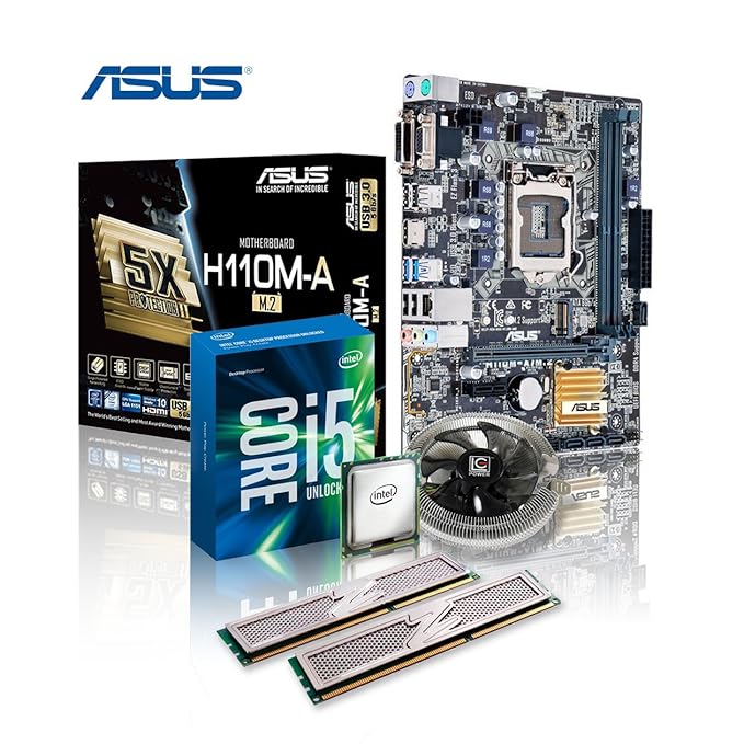 Memory PC Aufrüst-Kit Intel Core i5-7500 7. Generation (Quadcore) Kabylake 4x 3.4 GHz, 8 GB DDR4 2133Mhz, ASUS H110, 1792 MB 