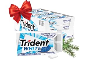 Trident White Peppermint Sugar-Free Chewing Gum, 9 Packs of 16 Pieces (144 Total Pieces)