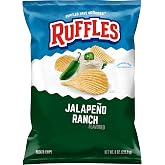 Ruffles Potato Chips, Jalapeno Ranch Flavored Snacks, 8 Oz Bag