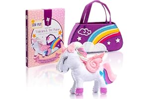 Pinwheel Crafts Beginner Sewing Kit for Kids Ages 5 6 7 8-12+ - Make Your Own Unicorn Purse Kids Sewing Kit - Play & Learn to Sew Craft Box, Girls & Boys Birthday Gifts