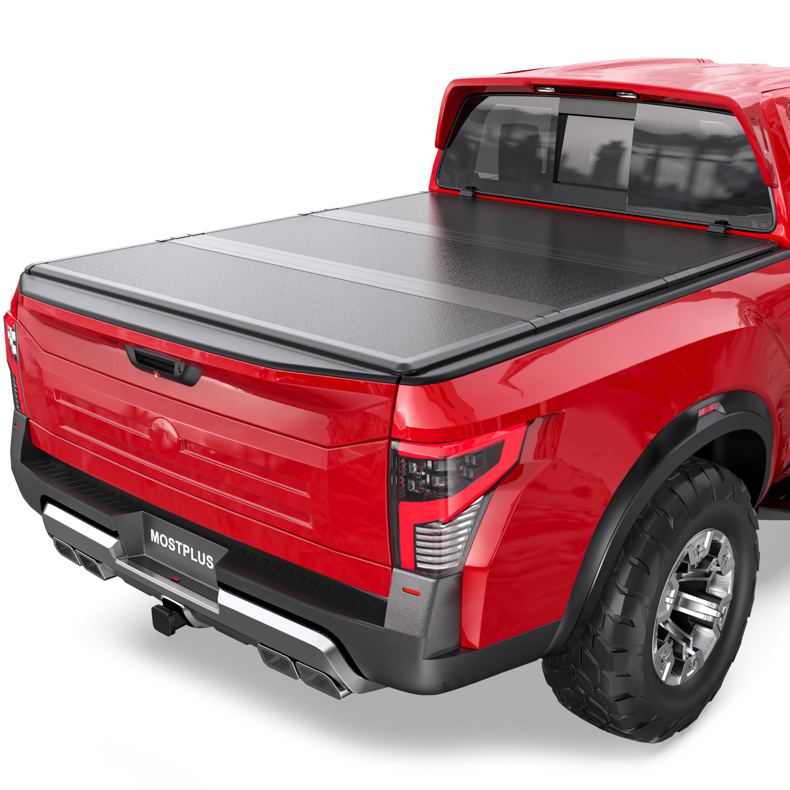 MOSTPLUS 6FT FRP Tri Fold Hard Truck Bed Tonneau Cover Compatible for 2005-2026 Nissan Frontier 3 Folding Fleetside Fiberglass 3 Folding Bed Cover 72Inch Image