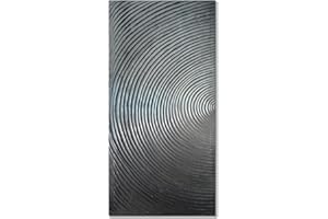 Slyart Handmade Modern Abstract Painting 3D Heavy Textured Canvas Wall Art 20x40 Inches Minimalism Silver Artwork Vertical Painting on Canvas Gradient Color Wall Decor